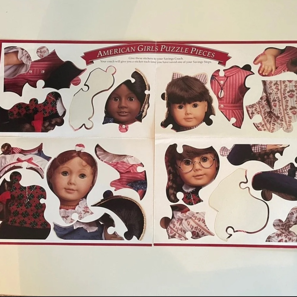 American Girls RARE Puzzle Piece Stickers Addy/Samantha/Felicity/Molly 90s